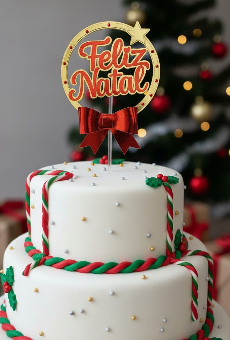 Topper de Bolo Personalizado de Natal (Camadas e Modelos 3D)