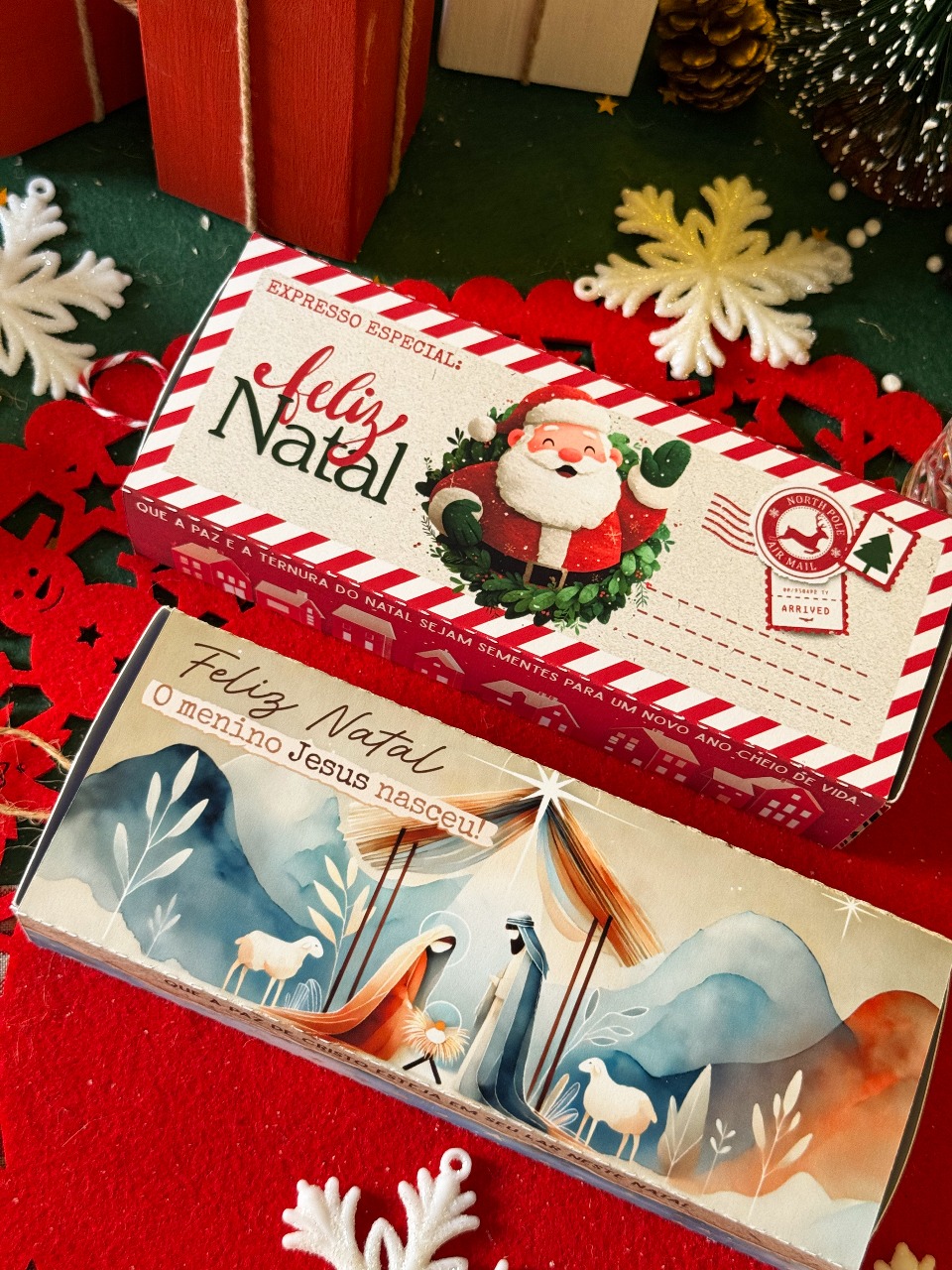 Caixa Presente com Chocolate Bis Personalizada de Natal