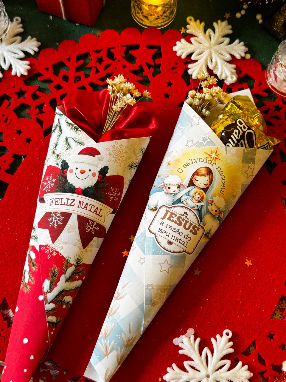 Buquê / Cone de Natal Personalizado (Embalagem p/ Mimo)