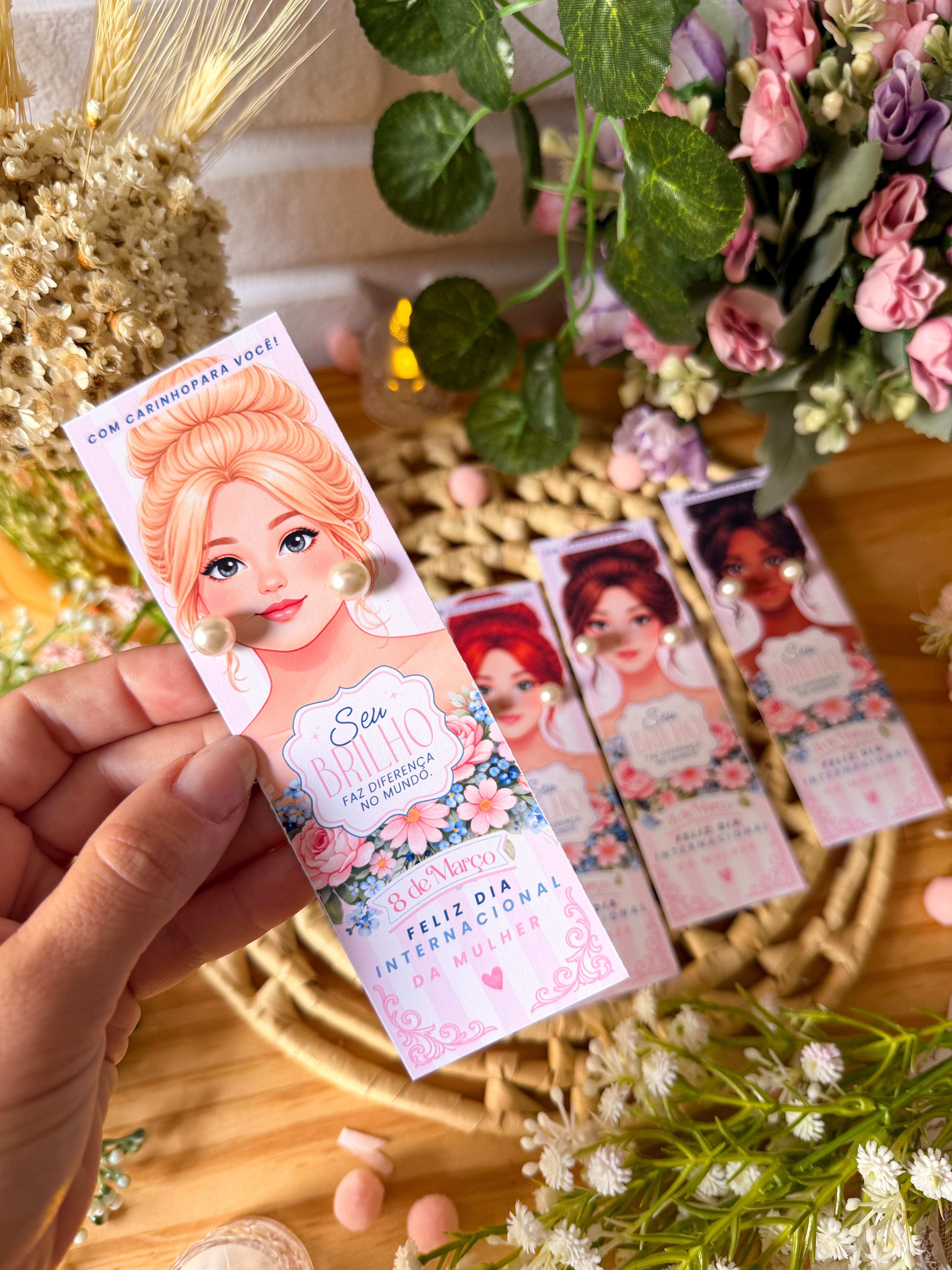 Card com brinco de pérola 