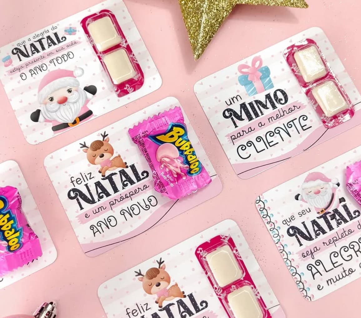 Kit 10 Cards Mimo c/ Chiclete Bubbaloo/Goma de Mascar Personalizada