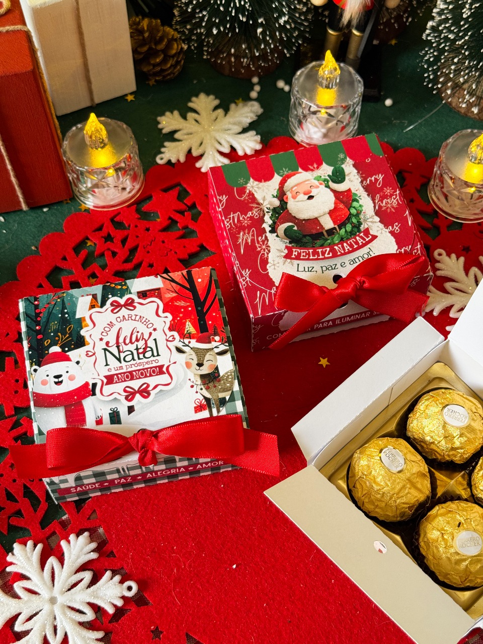 Kit 10 Caixas Premium Personalizadas para 4 Doces (Lembrança de Natal)